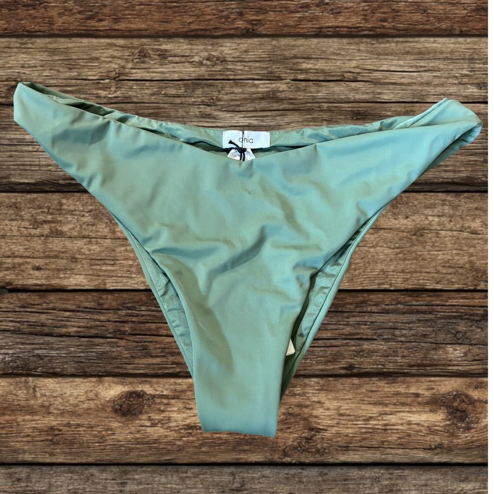 Onia Chiara Bikini Bottom Army Green V-Cut High Leg Earthy Chic Luxury Designer